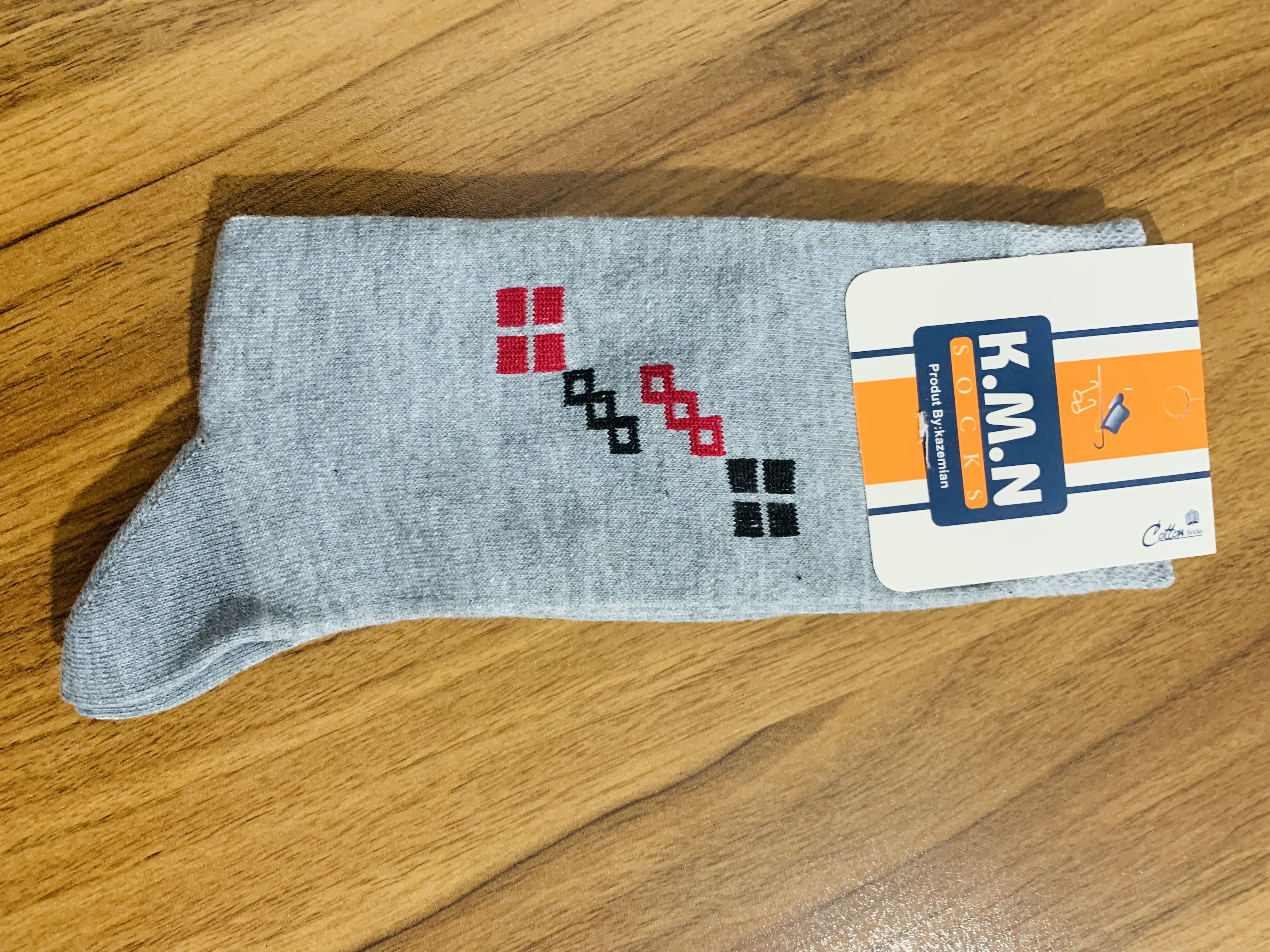 جوراب ساق‌دار طوسی K.M.N Socks طرح گرافیکی رنگی